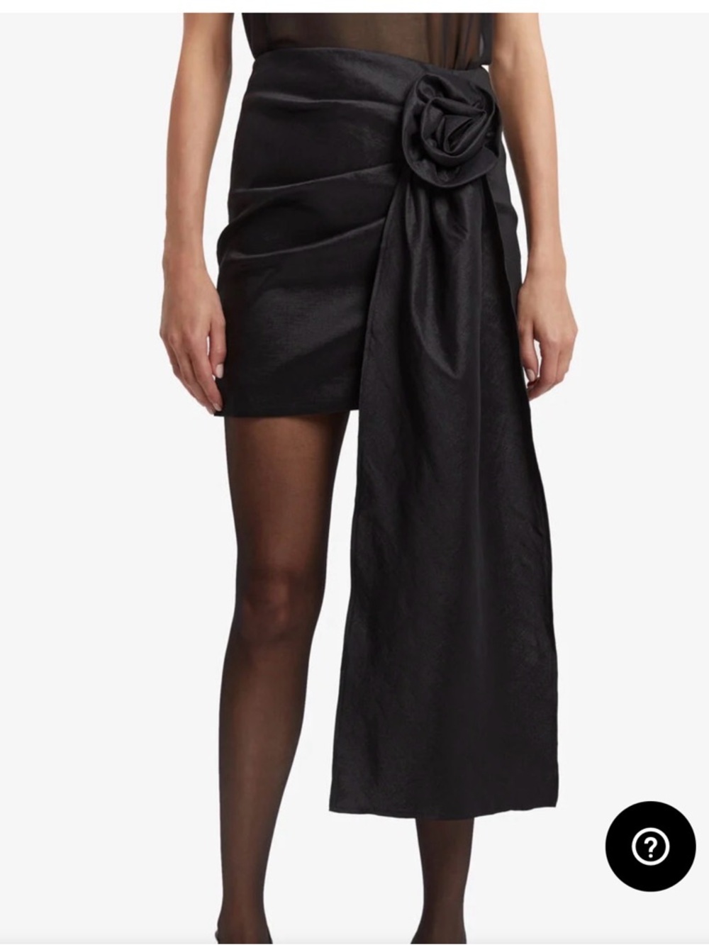 Bardot Carson Black Draped Mini Skirt with Rosette Sash - Picture 2 of 8